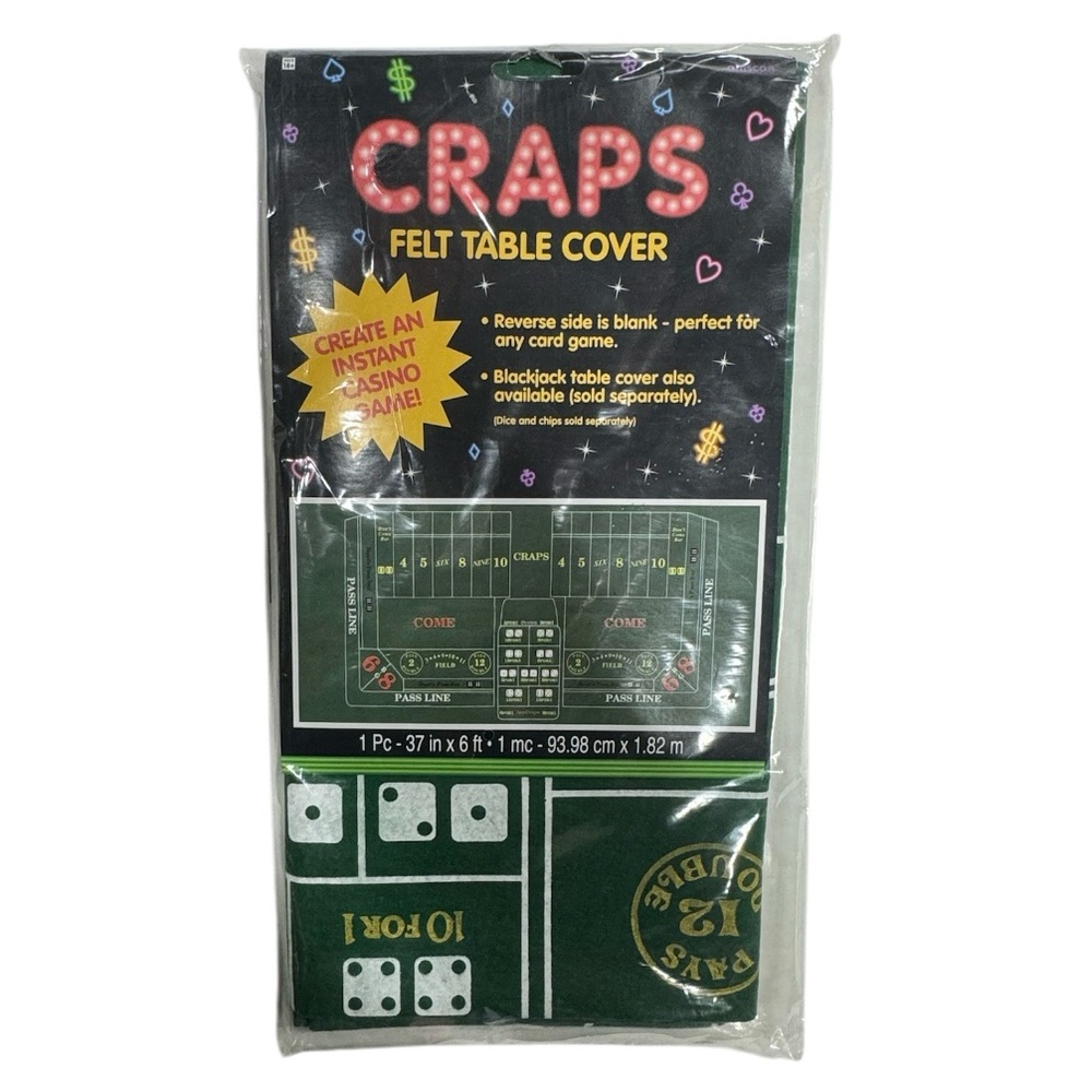 Amscan craps game felt table cover brand new in packaging never opened or used!